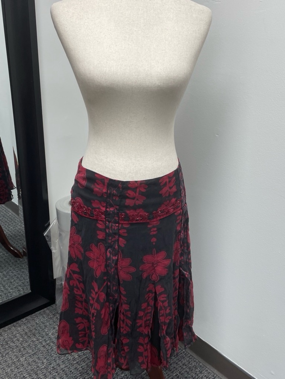 Vintage 100% Silk Beaded Whimsigoth Skirt